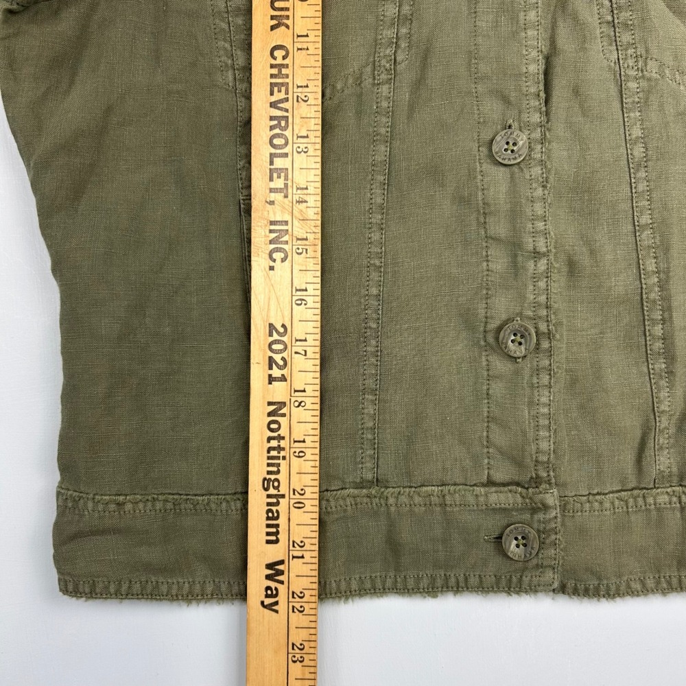 Tommy Bahama Womens Olive Green 100% Linen Button Front Trucker Jacket Size M - Picture 6 of 10